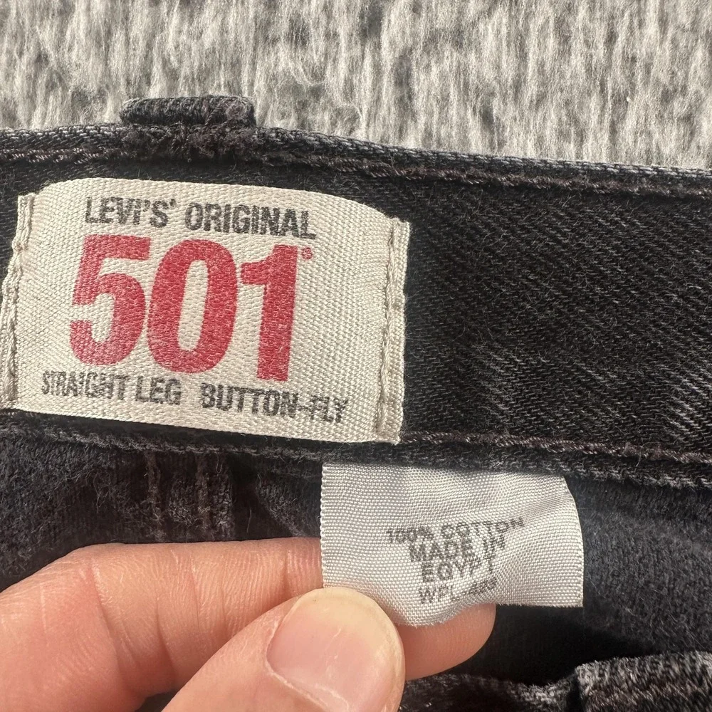 Levis 501xx Jeans Mens 34x30 Black Straight Leg Button Fly Dark Wash Denim Y2K